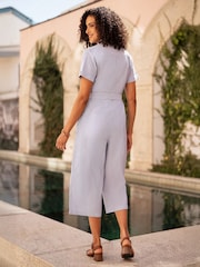 Yumi Blue Chambray Light Denim Button Jumpsuit - Image 5 of 5