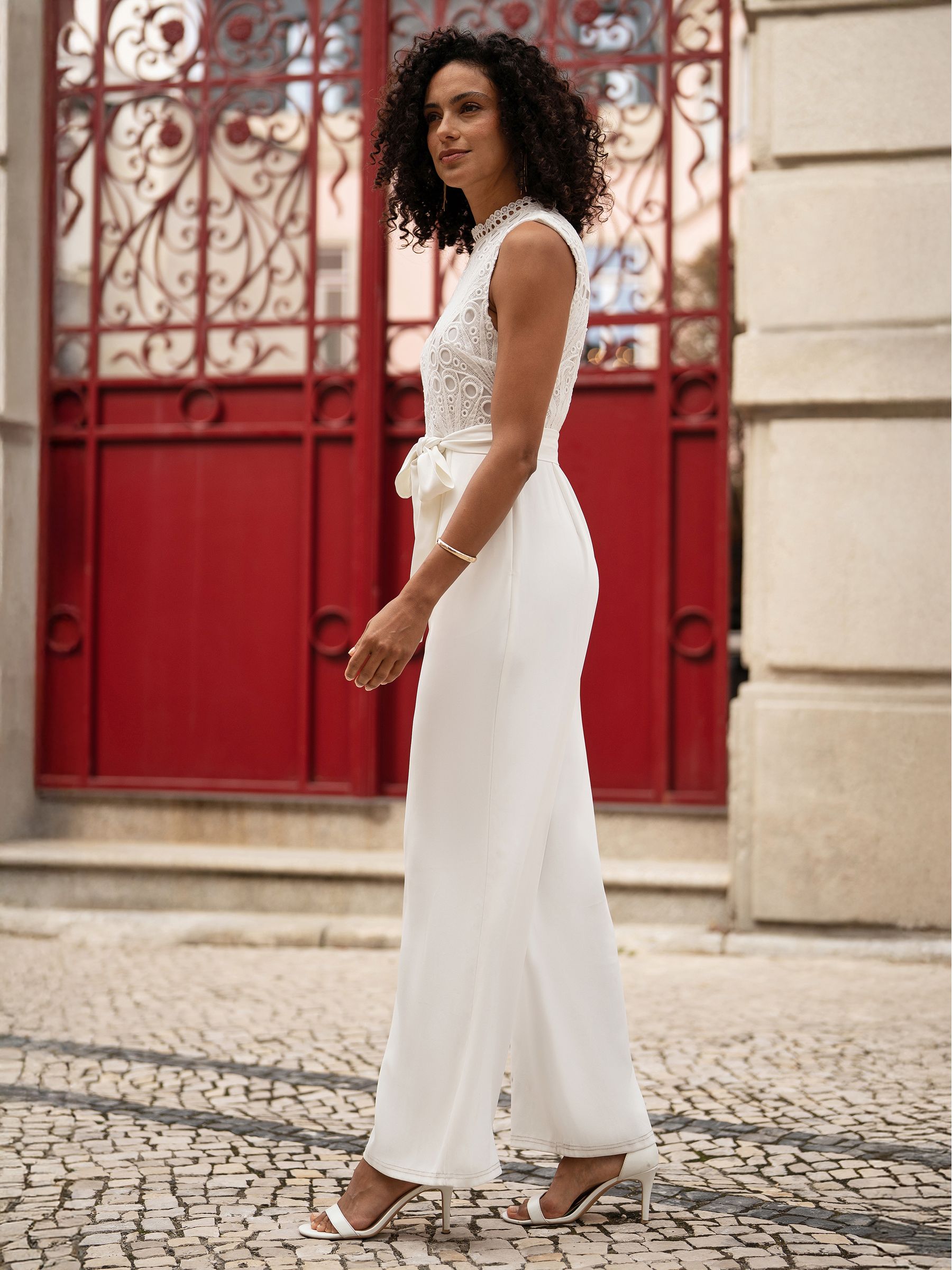 Buy Yumi Cream Lace Sleeveless Jumpsuit from Next USA