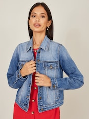 Yumi Blue Stretch Washed Denim Jacket - Image 4 of 5