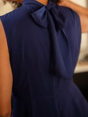 Yumi Blue Flower Halter Neck Maxi Dress - Image 5 of 5