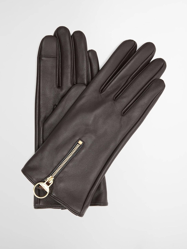 Barbour® Brown Arlene Leather Gloves - Image 1 of 2 Barbour® Brown Arlene Leather Gloves - Image 1 of 2