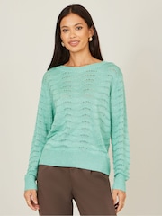 Yumi Green Wave Metallic Thread Relaxed Jumper - Image 1 of 4