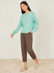 Yumi Green Wave Metallic Thread Relaxed Jumper - Image 2 of 4