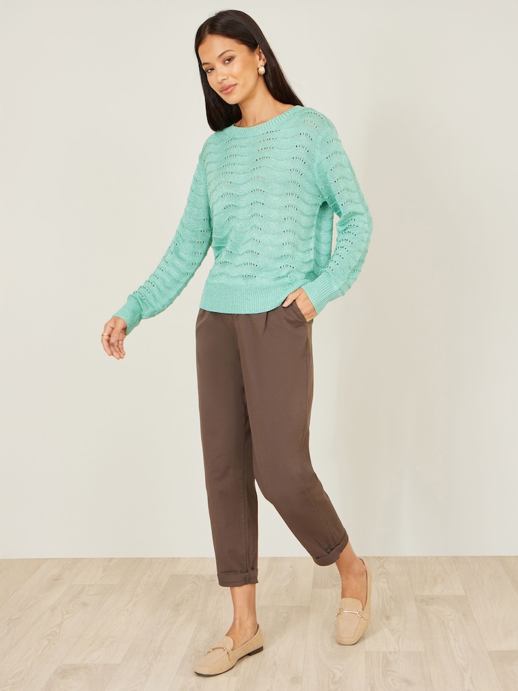 Yumi Green Wave Metallic Thread Relaxed Jumper - Image 2 of 4 Yumi Green Wave Metallic Thread Relaxed Jumper - Image 2 of 4