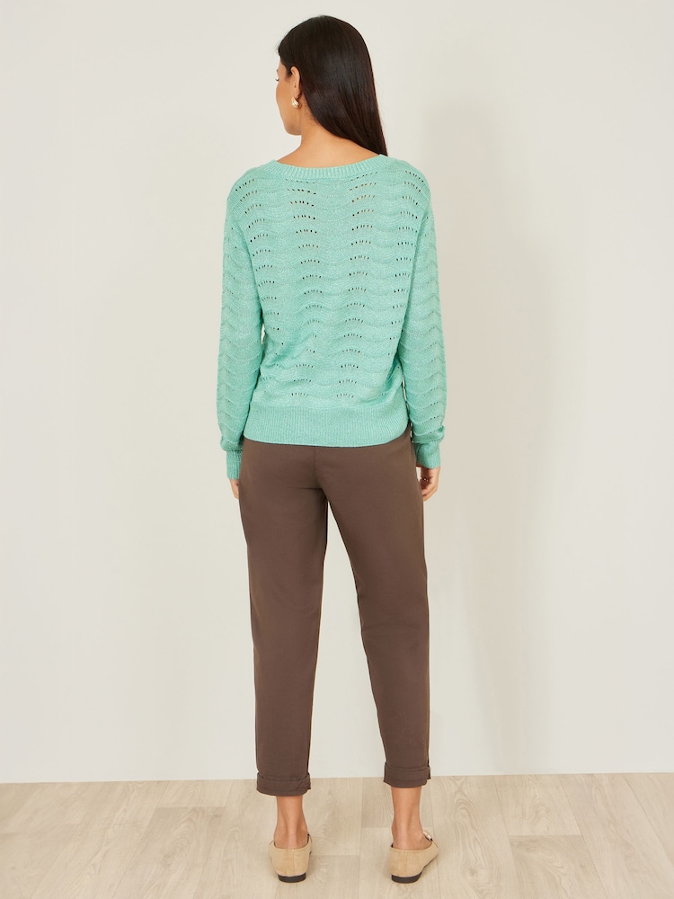 Yumi Green Wave Metallic Thread Relaxed Jumper - Image 4 of 4 Yumi Green Wave Metallic Thread Relaxed Jumper - Image 4 of 4