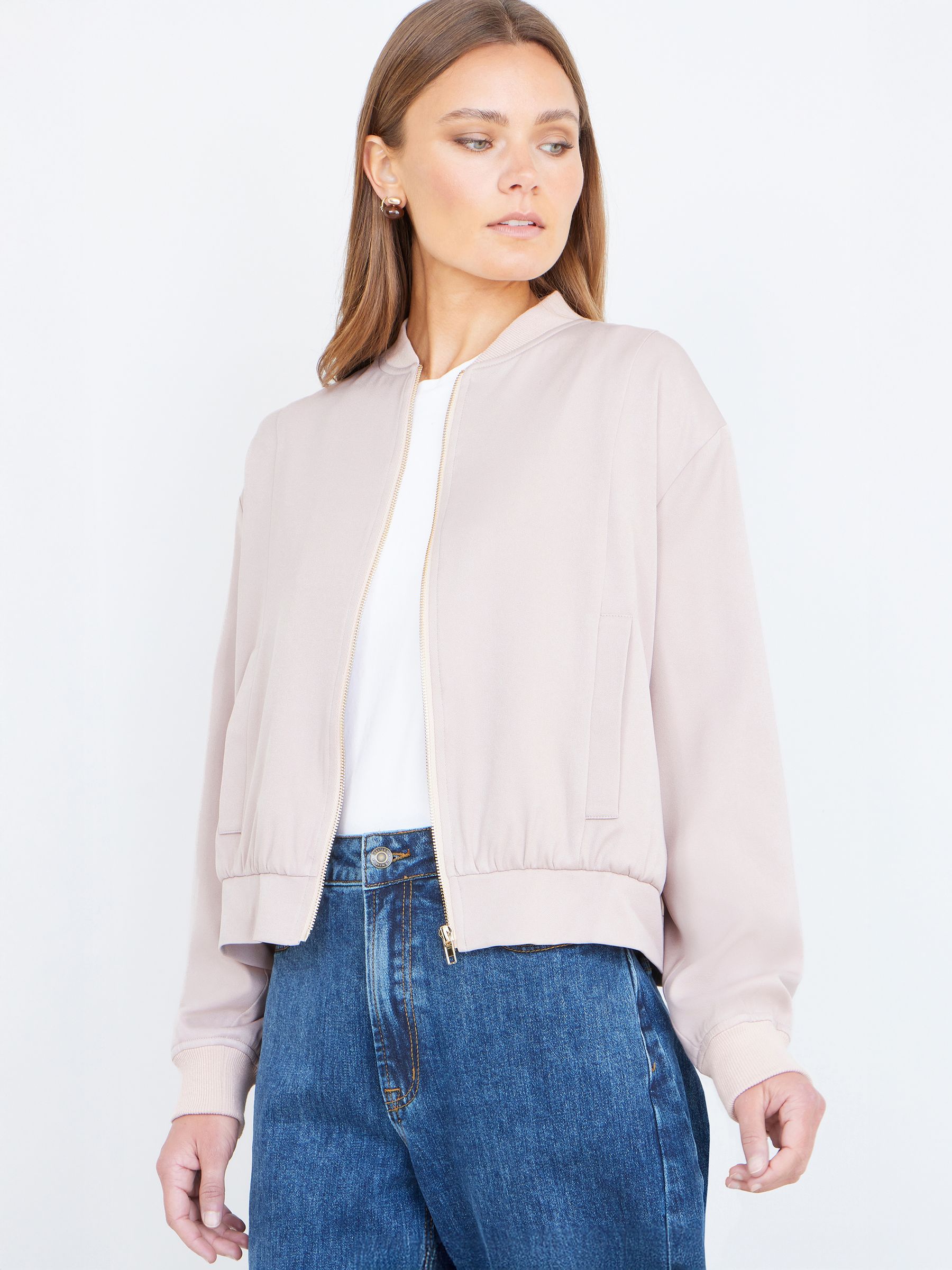Yumi Women's Stone Relaxed Lightweight Bomber Jacket | Size: 18 - Image 5