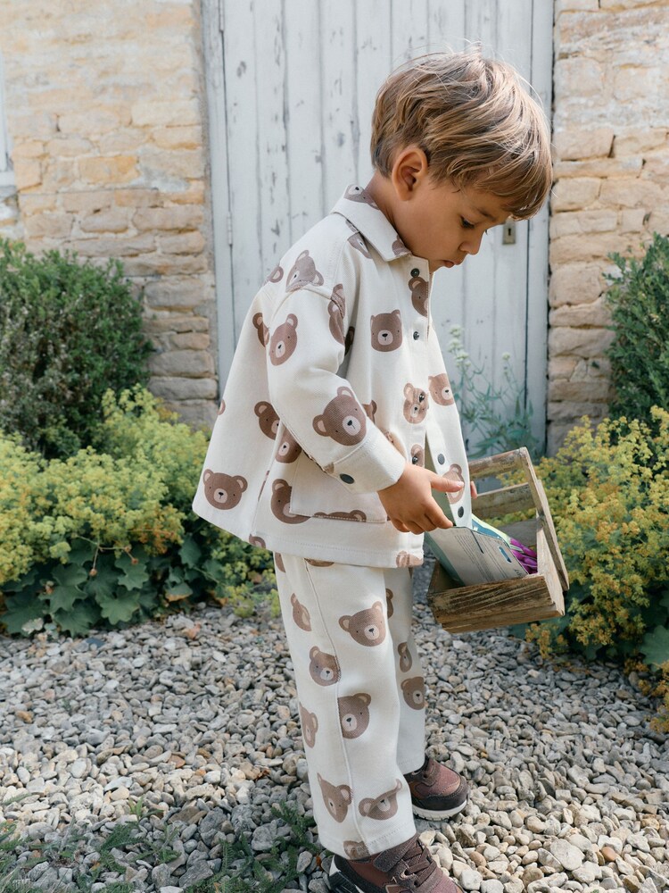 Ecru Bear Print Twill Printed Overshirt (3mths-7yrs) - Image 2 of 6 Ecru Bear Print Twill Printed Overshirt (3mths-7yrs) - Image 2 of 6