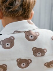 Ecru Bear Print Twill Printed Overshirt (3mths-7yrs) - Image 6 of 6