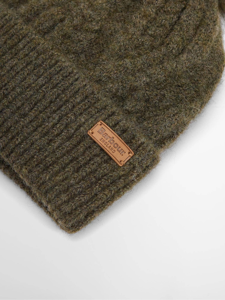 Barbour® Green Elsdon Beanie Hat - Image 3 of 3