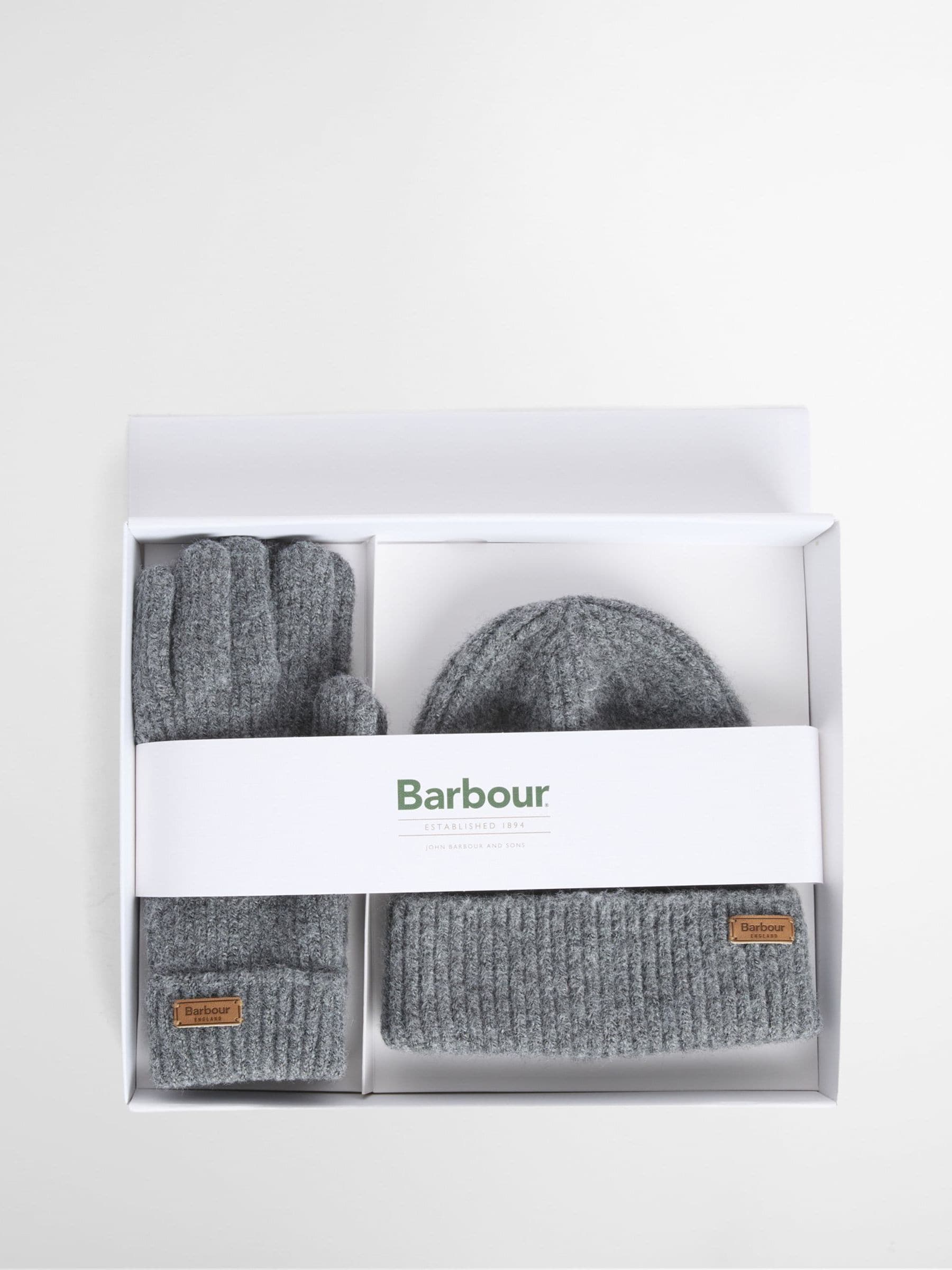 Barbour Women's Grey Pendle Beanie & Gloves Gift Set - Image 1