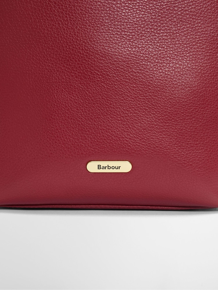 Czerwony - Barbour® Cedar Large Leather Bucket Bag - Obraz 7 z 7
