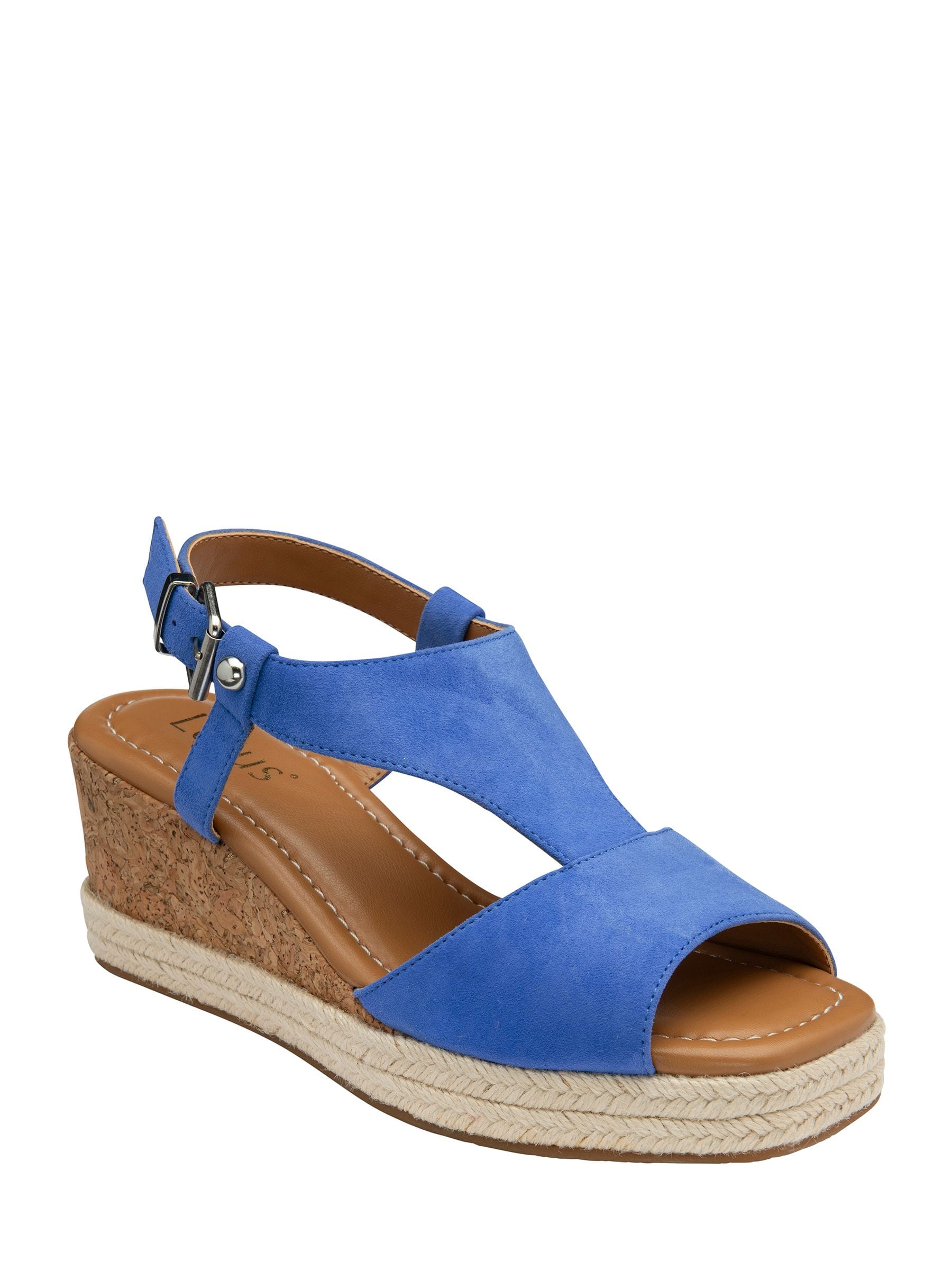 Lotus Women's Blue Wedge Espadrille Sandals