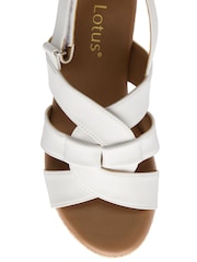 Lotus White Casual Wedge Sandals - Image 4 of 4