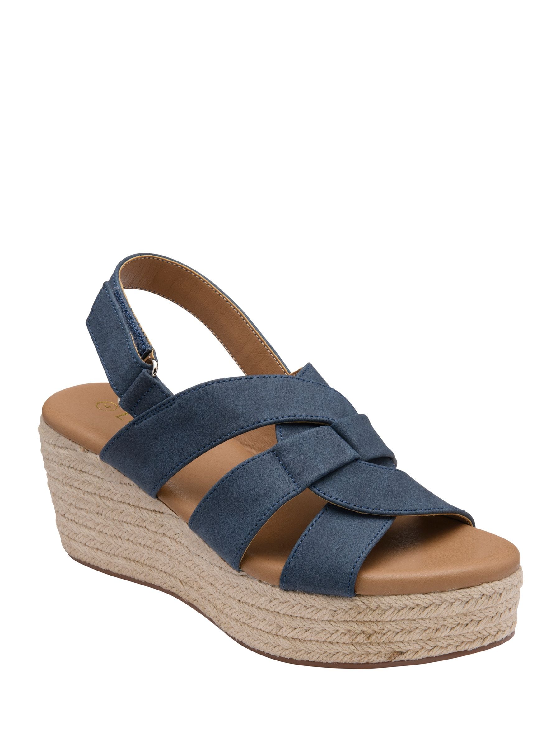 Lotus Women's Blue Casual Wedge Sandals
