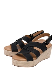 Lotus Black Casual Wedge Sandals - Image 2 of 4