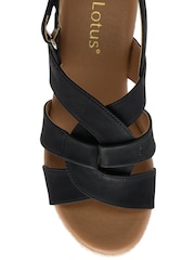Lotus Black Casual Wedge Sandals - Image 4 of 4