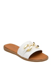 Lotus White Flat Mule Sandals - Image 1 of 4