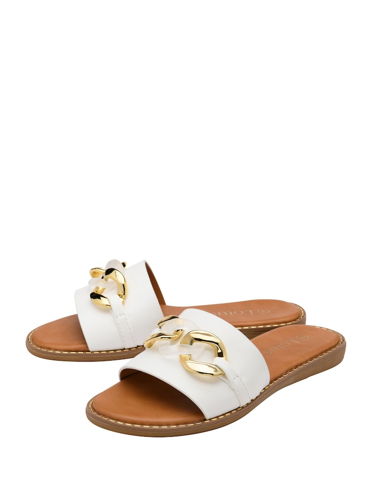 Lotus White Flat Mule Sandals - Image 2 of 4