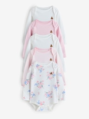 Gap Pink Floral and Stripe 5 Pack Brannan Bear Long Sleeve Baby Bodysuit (0-24mths) - Image 1 of 11