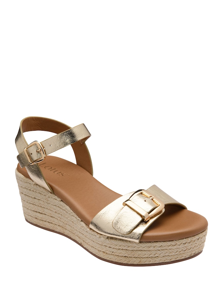 Gold - Lotus Wedge Espadrille Sandalen - Bild 1 von 4