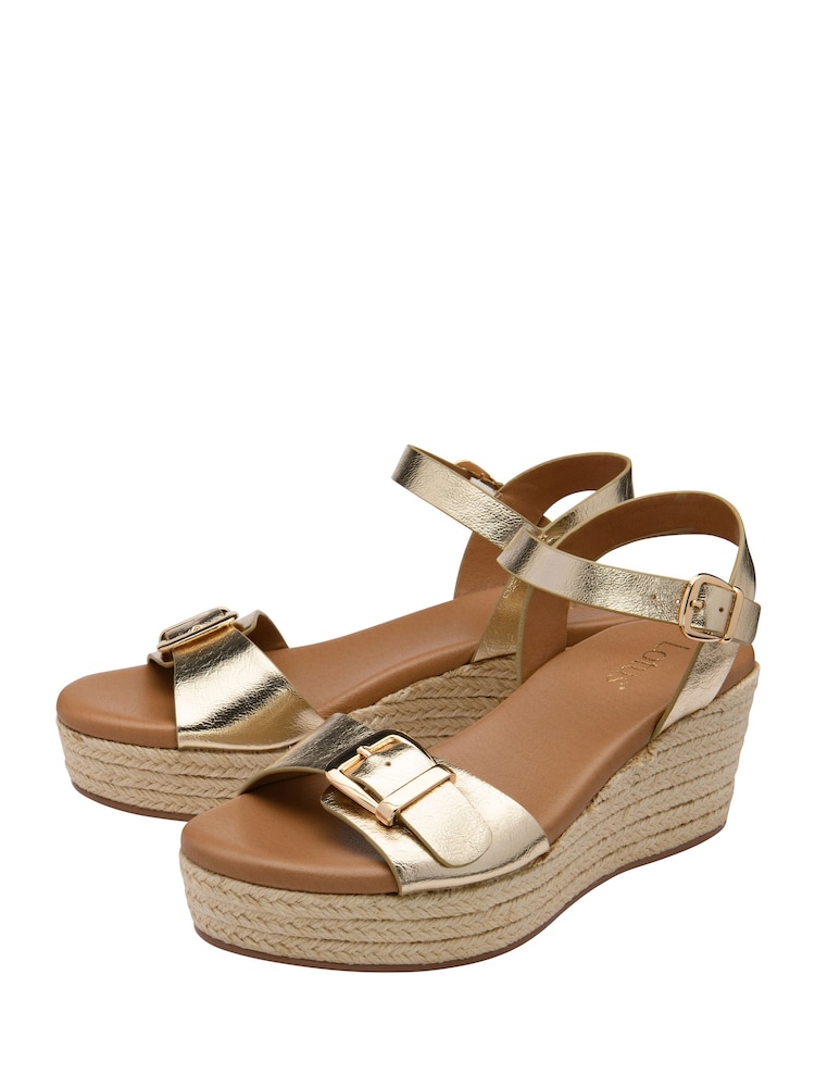 Gold - Lotus Wedge Espadrille Sandalen - Bild 2 von 4