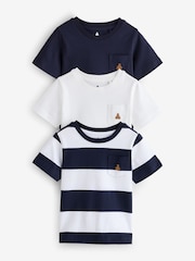 Marineblauw en wit - Gap 3 Verpakking van T-shirts met korte mouwen en Brannan Bear-borduurwerk (6 mths) - 5yrs) (6mths-5yrs) - Afbeelding 1 van 7