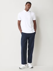 BOSS White Logo Stripe Detail Tech Polo Shirt - Image 2 of 5