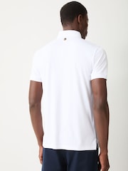 BOSS White Logo Stripe Detail Tech Polo Shirt - Image 3 of 5