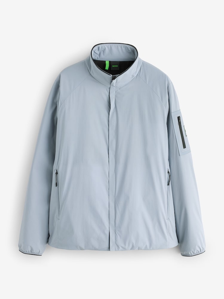 BOSS Grey Regular-Fit Logo Zip Through Jacket - Image 1 of 2 BOSS Grey Regular-Fit Logo Zip Through Jacket - Image 1 of 2