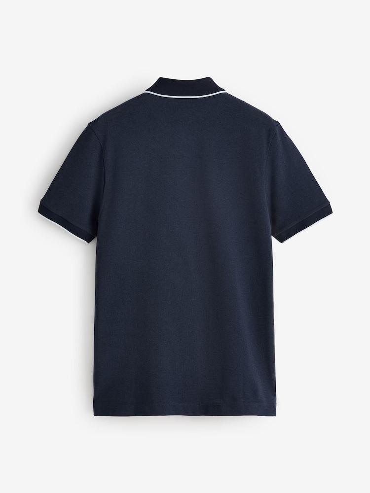 Blå - BOSS Vanlig passform Parlay Tipped Placket Poloskjorte - Bilde 2 av 2