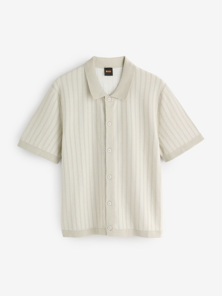 BOSS Natural Kodd Regular-Fit Textured Knitted Shirt - Image 1 of 1 BOSS Natural Kodd Regular-Fit Textured Knitted Shirt - Image 1 of 1