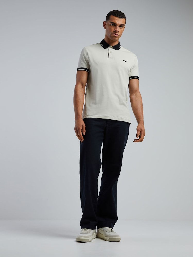 BOSS Off White Regular-Fit Contrast Collar Logo Polo Shirt - Image 2 of 4