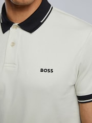BOSS Off White Regular-Fit Contrast Collar Logo Polo Shirt - Image 4 of 4