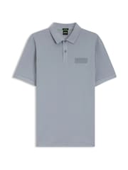 BOSS Grey Regular Fit Paddy Structure Logo Polo Shirt - Image 1 of 1