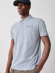BOSS Grey Regular Fit Paddy Structure Logo Polo Shirt - Image 4 of 6