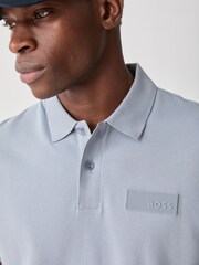BOSS Grey Regular Fit Paddy Structure Logo Polo Shirt - Image 5 of 6