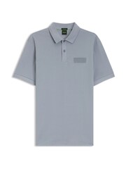 BOSS Grey Regular Fit Paddy Structure Logo Polo Shirt - Image 6 of 6
