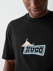 HUGO Black Nadero Regular Fit Graphic T-Shirt - Image 4 of 5
