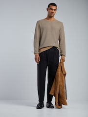 BOSS Natural Lofranco Textured Crew Neck Jumper - Image 2 of 5