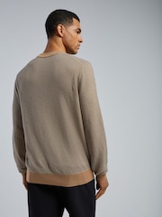 BOSS Natural Lofranco Textured Crew Neck Jumper - Image 3 of 5