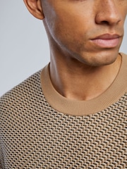 BOSS Natural Lofranco Textured Crew Neck Jumper - Image 4 of 5