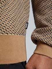 BOSS Natural Lofranco Textured Crew Neck Jumper - Image 5 of 5