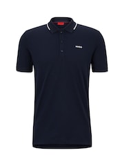 HUGO Blue Dinoso Regular-Fit Logo Tipped Polo Shirt - Image 1 of 1