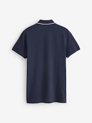 HUGO Blue Dinoso Regular-Fit Logo Tipped Polo Shirt - Image 2 of 2
