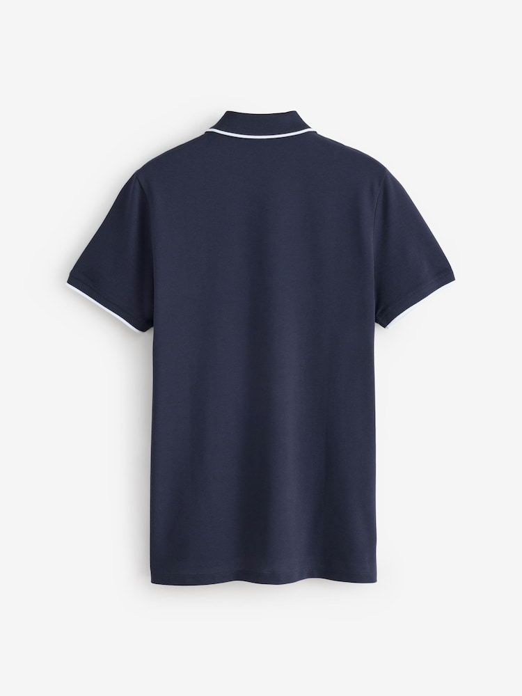 HUGO Blue Dinoso Regular-Fit Logo Tipped Polo Shirt - Image 2 of 2 HUGO Blue Dinoso Regular-Fit Logo Tipped Polo Shirt - Image 2 of 2
