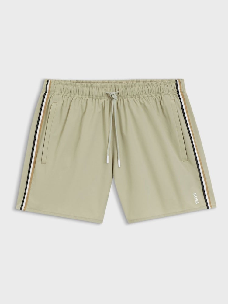 BOSS Natural Iconic Side Stripe Logo Swim Shorts - Image 1 of 1