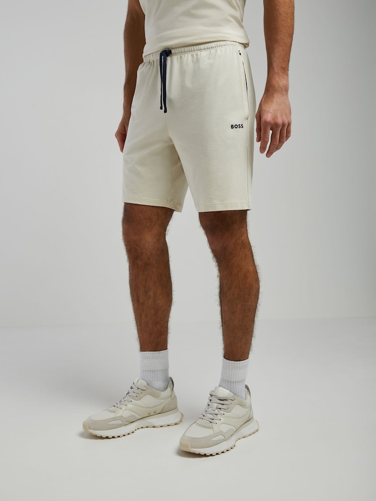 BOSS White Regular Fit Logo Shorts - Image 1 of 4