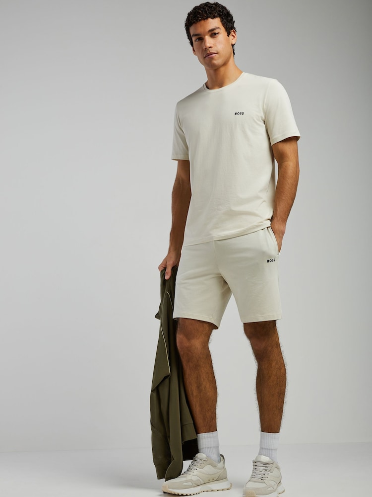 BOSS White Regular Fit Logo Shorts - Image 2 of 4