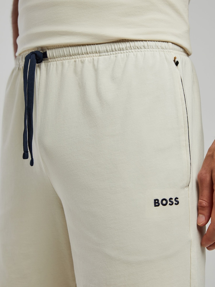 BOSS White Regular Fit Logo Shorts - Image 4 of 4