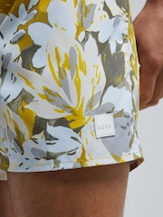 BOSS Yellow Piranha Printed Swim Shorts - Image 4 of 5
